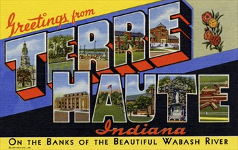 'Greetings from Terre Haute, Indiana', postcard, 1941. Artist: Unknown