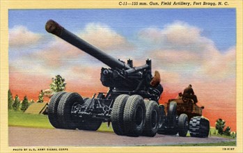 155mm gun, Field Artillery, Fort Bragg, North Carolina, USA, 1941. Artist: US Army Signal Corps