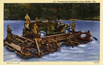 Transporting military equipment, Camp Rucker, Alabama, USA, 1941. Artist: CJ Lish