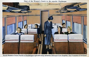 Women's coach on the North Western Union Pacific's popular 'Challenger' train, USA, 1941. Artist: Unknown
