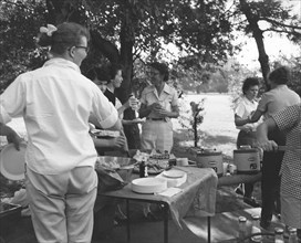 People at a picnic at Fort Sheridan, Illinois, USA, 1960. Artist: Unknown