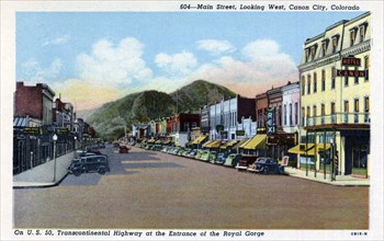 Main Street, looking west, Canon City, Colorado, USA, 1940. Artist: Unknown