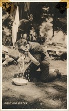 A soldier washing his face at Fort Sheridan, Illinois, USA, 1920. Artist: Unknown