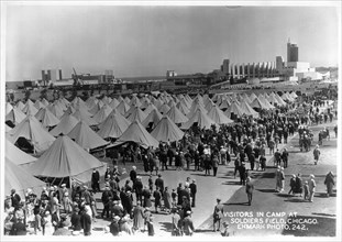 Crowds of people visiting a military encampment at Soldiers Field, Chicago, Illinois, USA, 1930. Artist: Unknown