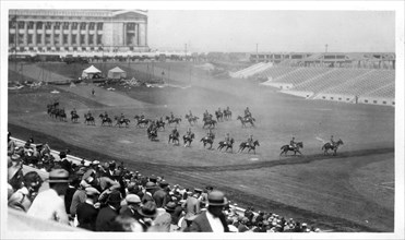 Cavalry performing a riding display, Soldier Field, Chicago, Illinois, USA. Artist: Unknown
