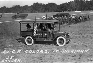 61st Cavalry Artillery colours, Fort Sheridan, Illinois, USA, 1925. Artist: Ekmark Photo