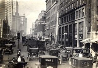 Cavalry on Michigan Avenue in Chicago, Illinois, USA, 1923. Artist: Unknown