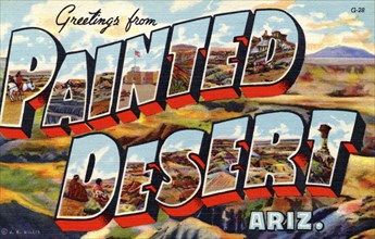 'Greetings from Painted Desert, Arizona', postcard, 1941. Artist: Unknown
