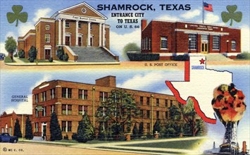 'Shamrock, Texas, Entrance City to Texas', postcard, 1943. Artist: Unknown