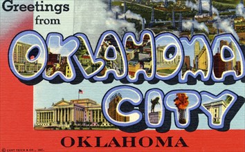 'Greetings from Oklahoma City, Oklahoma', postcard, 1944. Artist: Unknown
