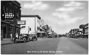 Main Street on Route 66, Baxter Springs, Kansas, USA, 1946. Artist: Unknown