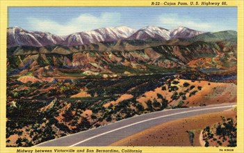 Cajon Pass, US Highway 66, midway between Victorville and San Bernardino, California, USA, 1937. Artist: Unknown