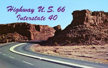 Scenic Highway US 66 Between Grants and Albuquerque, New Mexico, USA, 1957. Artist: Unknown