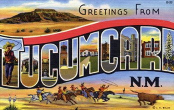 'Greetings from Tucumcari, New Mexico', postcard, 1939. Artist: Unknown