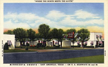 Minnesota Courts motel, East Amarillo, Texas, USA, 1949. Artist: Unknown