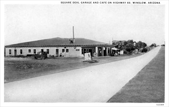 Square Deal Garage and Cafe on Route 66, Winslow, Arizona, USA, 1928. Artist: Unknown