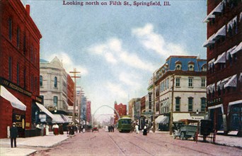 Looking north on Fifth Street, Springfield, Illinois, USA, c1910s(?). Artist: Unknown