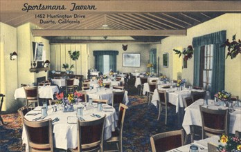 Dining room, Sportsman's Lodge, Duarte, California, USA, 1953. Artist: Unknown
