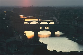 Sunset over the Arno, Florence, Italy.