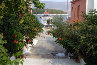 Looking towards the waterfront, Fiskardo, Kefalonia, Greece.