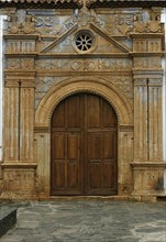 Door of the Iglesia de Nuestra Senora de la Regla, Pajara, Fuerteventura, Canary Islands.