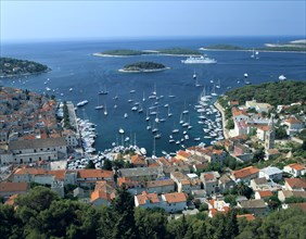 Hvar town and harbour, Croatia.