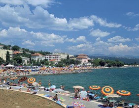 Beach scene, Opatija, Croatia.