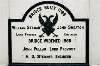 Old Bridge sign, Perth, Scotland.