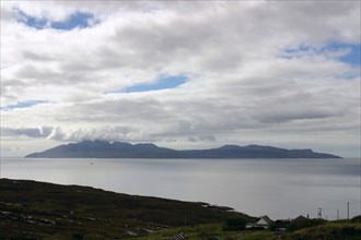 The island of Rum from Skye, Highland, Scotland.
