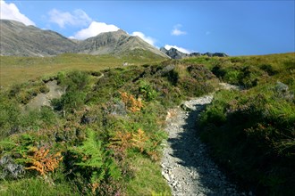 Path from Glen Brittle to Sgurr Alasdair, Cuillin Hills, Isle of Skye, Highland, Scotland.