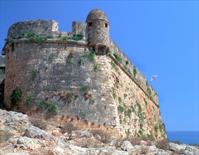 Bastion walls, the Fortezza, Rethymnon, Crete, Greece.