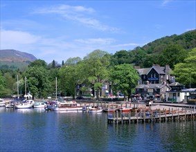 Departure point for lake steamer cruises, Waterhead, Lake Windermere, Lake District, Cumbria.