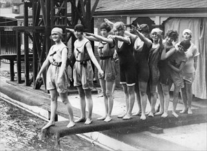 Women on a diving board, c1910-1929. Artist: Unknown