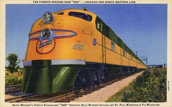 'The Famous Streamliner '400' - Chicago and North Western Line', postcard, 1939. Artist: Unknown