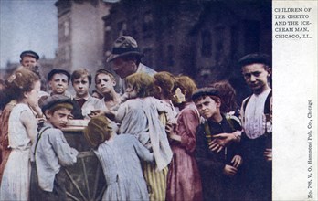 Children of the ghetto and an ice cream seller, Chicago, Illinois, 1910. Artist: Unknown