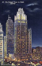 The Tribune Tower by night, Chicago, Illinois, USA, 1941. Artist: Unknown