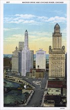 Wacker Drive and the Chicago River, Chicago, Illinois, USA, 1928. Artist: Unknown