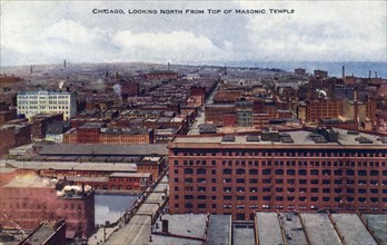 Chicago looking north from the top of the Masonic Temple, Illinois, USA, 1910. Artist: Unknown