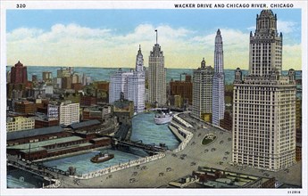 Wacker Drive and the Chicago River, Chicago, Illinois, USA, 1927. Artist: Unknown