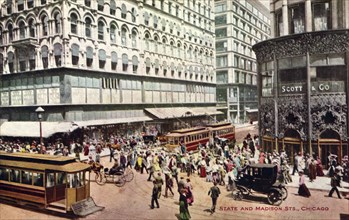 State and Madison Streets, Chicago, Illinois, USA, 1907. Artist: Unknown