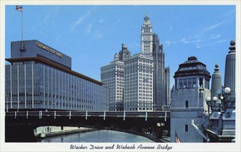 Wacker Drive and the Wabash Avenue Bridge, Chicago, Illinois, USA, 1958. Artist: Unknown