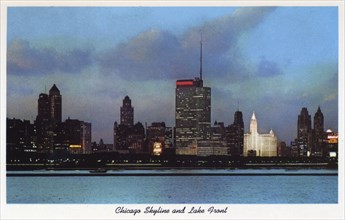 Chicago skyline and lake front, Illinois, USA, 1957. Artist: Unknown