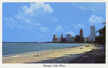 Chicago and the shore of Lake Michigan, Illinois, USA, 1954. Artist: Unknown