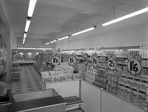 Cash and carry interior, Goldthorpe, South Yorkshire, 1960.  Artist: Michael Walters