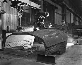 Constructing a dragline bucket, Edgar Allen's steel foundry, Sheffield, South Yorkshire, 1962.   Artist: Michael Walters