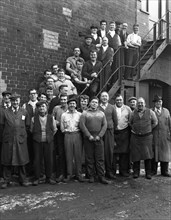 Group portrait of workers, Edgar Allen's steel foundry, Sheffield, South Yorkshire, 1963. Artist: Michael Walters