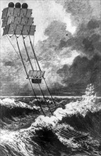 Kite-powered water transport, c1890. Artist: Unknown