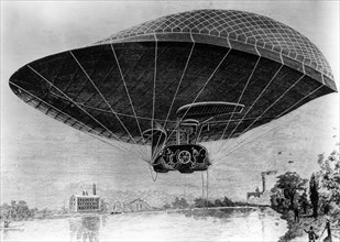 Rieckert's bicycle airship, 1889. Artist: Unknown