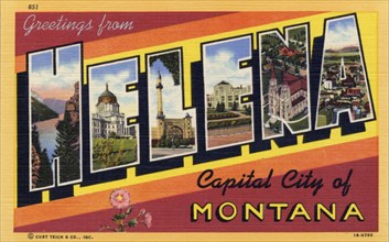 'Greetings from Helena, Capital City of Montana', postcard, 1941. Artist: Unknown