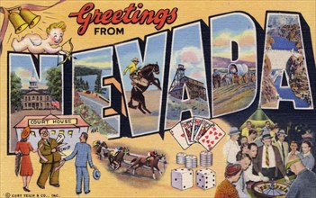 'Greetings from Nevada', postcard, 1941. Artist: Unknown